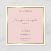 Elegant Gold Pink Hand Script Font Text Modern Vierkante Visitekaartje (Achterkant)