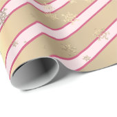 Elegant Gold Pink-kerstboomschilderpatroon Cadeaupapier (Rol Hoek)