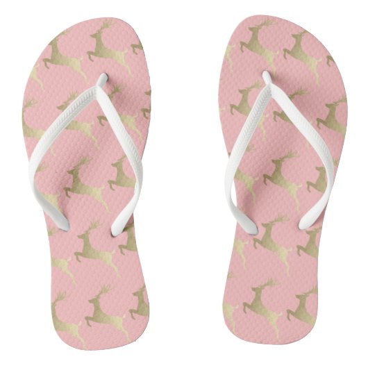 Elegant Gold Pink-kerstrendierpatroon Teenslippers (Voetbed)