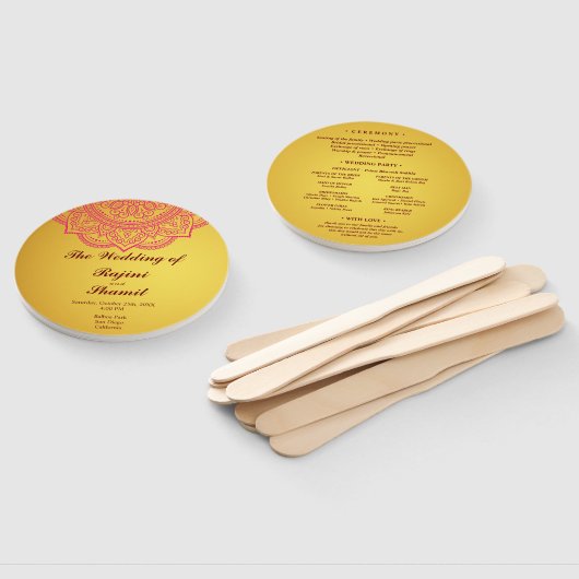 Elegant Gold Pink Paisley Indian Wedding Program H Handwaaier (Niet-gemonteerd)