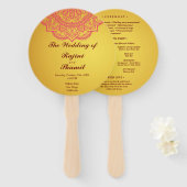 Elegant Gold Pink Paisley Indian Wedding Program H Handwaaier (Voorkant en achterkant)
