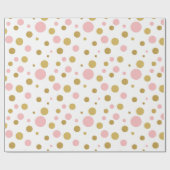 Elegant Gold & Pink Polka Dots Cadeaupapier (Vlak)