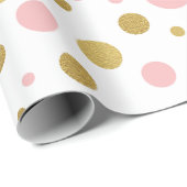 Elegant Gold & Pink Polka Dots Cadeaupapier (Rol Hoek)