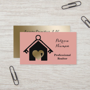 Elegant Gold Pink Realtor Visitekaartje