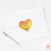 Elegant Gold Pink Red Indian Paisley Wedding Heart Hart Sticker (Envelop)