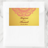 Elegant Gold Pink Red Indian Paisley Wedding Recta Rechthoekige Sticker (Tas)