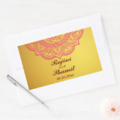 Elegant Gold Pink Red Indian Paisley Wedding Recta Rechthoekige Sticker (Envelop)