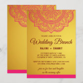Elegant Gold Pink Red Paisley Wedding Brunch Uitno Kaart (Voorkant / Achterkant)