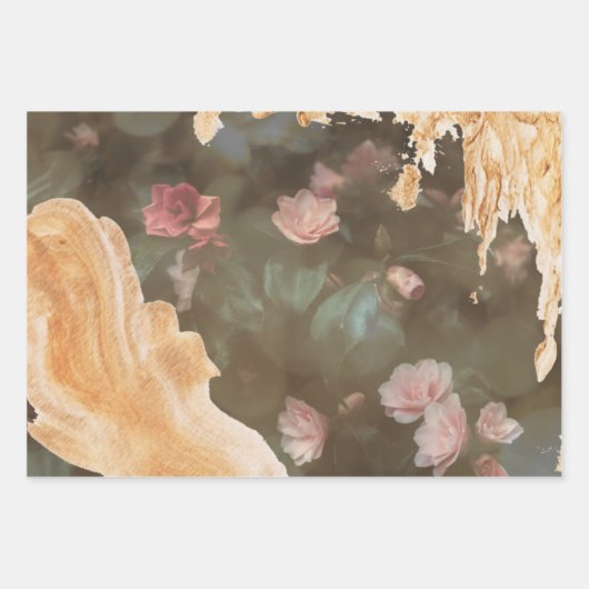 Elegant Gold Pink Rose Bokeh Lights Ontkoppeling Inpakpapier Vel (Voorkant 3)