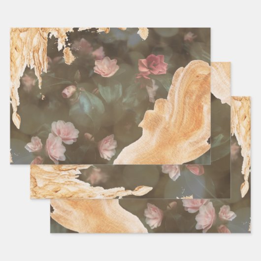 Elegant Gold Pink Rose Bokeh Lights Ontkoppeling Inpakpapier Vel (Set)