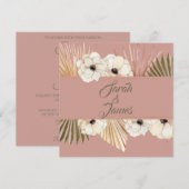 Elegant Gold Pink Waterverf Boho Floral Wedding Kaart (Voorkant / Achterkant)