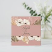Elegant Gold Pink Waterverf Boho Floral Wedding Kaart (Staand voorkant)