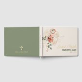 Elegant Gold & Pink Waterverf Floral Gastenboek (Volledig)