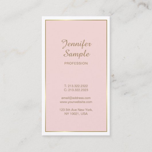 Elegant Gold Pink White Modern Trendy Plain Luxury Visitekaartje (Voorkant)