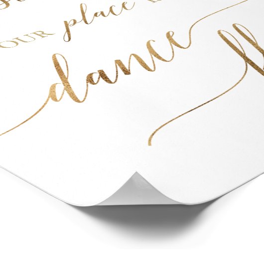 Elegant Gold Place Card Dance Floor Sign Poster (Hoek)