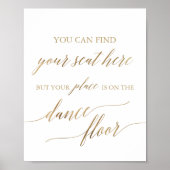 Elegant Gold Place Card Dance Floor Sign Poster (Voorkant)