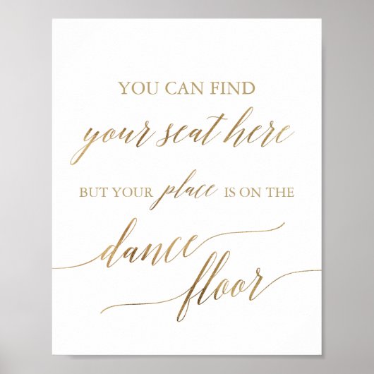 Elegant Gold Place Card Dance Floor Sign Poster (Voorkant)