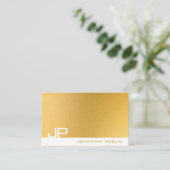 Elegant Gold Plain Modern Professional Monogram Visitekaartje (Staand voorkant)