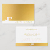 Elegant Gold Plain Modern Professional Monogram Visitekaartje (Voorkant / Achterkant)