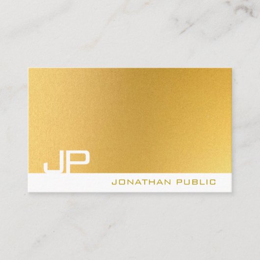 Elegant Gold Plain Modern Professional Monogram Visitekaartje (Voorkant)