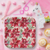 Elegant Gold Poinsettia Flower Papieren Bordje (Feest)