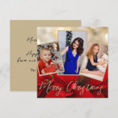 Elegant Gold Poinsettia Merry-kerstfotokaart (Voorkant / Achterkant)