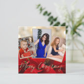 Elegant Gold Poinsettia Merry-kerstfotokaart (Staand voorkant)