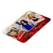 Elegant Gold Poinsettia Merry Kerstmis 3 Foto's Magneet (Linkerzijde)