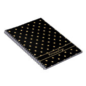 Elegant Gold Polka Dot Black Patroonontwerp Notitieboek (Rechterzijde)