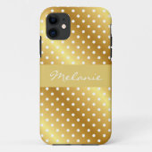 Elegant Gold Polka Dot Monogram iPhone Case (Achterkant)