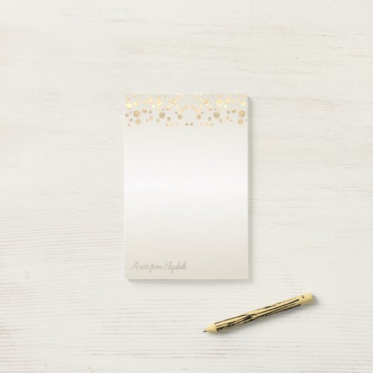 Elegant Gold Polka Dots, Confetti-gepersonaliseerd Post-it® Notes (Op bureau)