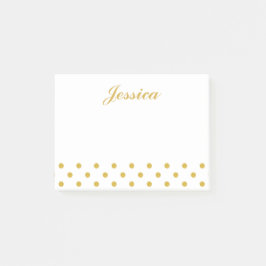 Elegant Gold Polka Dots - Gepersonaliseerde naam Post-it® Notes