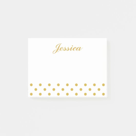 Elegant Gold Polka Dots - Gepersonaliseerde naam Post-it® Notes (Voorkant)