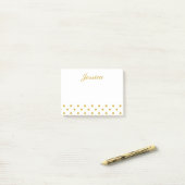 Elegant Gold Polka Dots - Gepersonaliseerde naam Post-it® Notes (Op bureau)