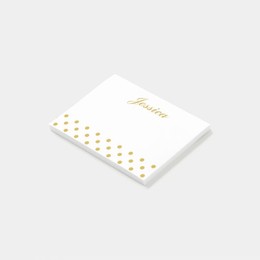 Elegant Gold Polka Dots - Gepersonaliseerde naam Post-it® Notes (Schuin)