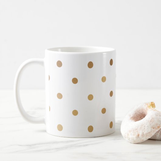 "Elegant Gold Polka Dots" Koffie Mok (Met donut)