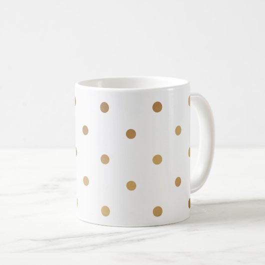 "Elegant Gold Polka Dots" Koffie Mok (Voorkant rechts)