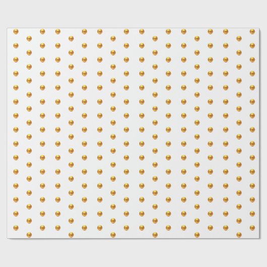 Elegant Gold Polka Dots on White Cadeaupapier (Vlak)