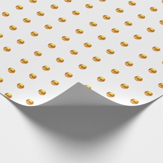 Elegant Gold Polka Dots on White Cadeaupapier (Hoek)