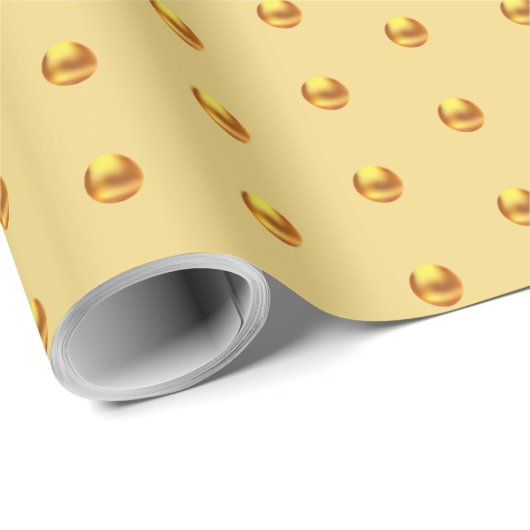 Elegant Gold Polka Dots op Golden Cadeaupapier (Rol Hoek)