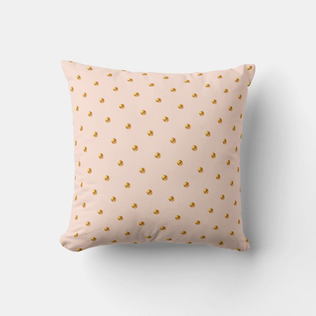 Elegant Gold Polka Dots op koraalroze Kussen (Voorkant)