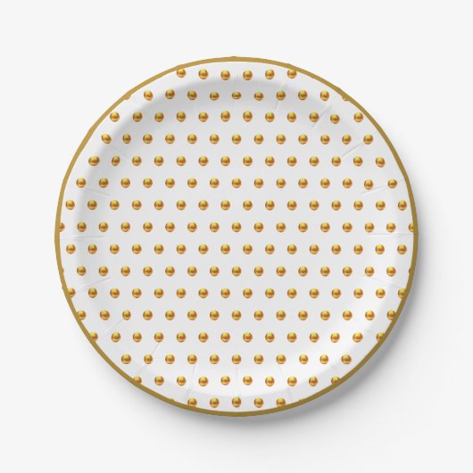 Elegant Gold Polka Dots Papieren Bordje (Voorkant)