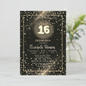 Elegant Gold Polka Dots, weet 16 party Kaart (Staand voorkant)