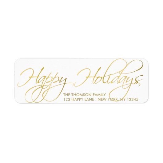 Elegant Gold Prettige feestdagen hand Letterlabel Etiket (Voorkant)