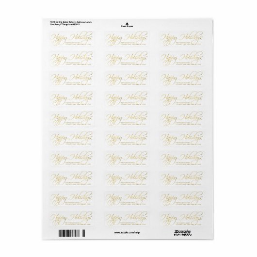Elegant Gold Prettige feestdagen hand Letterlabel Etiket (Full Sheet)