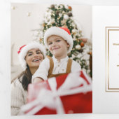 Elegant Gold Prettige feestdagen Script Unieke fot Drieluik Kaart (Binnenzijde eerst)