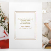 Elegant Gold Prettige feestdagen Script Unieke fot Drieluik Kaart (Binnenkant midden)