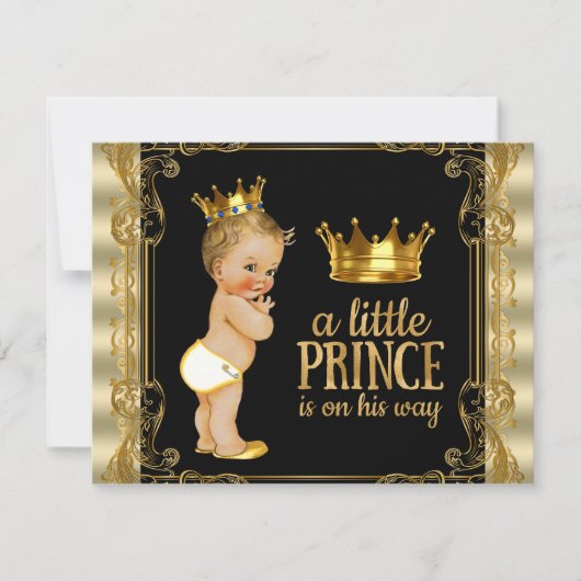 Elegant Gold Prince Baby shower Kaart (Voorkant)