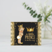 Elegant Gold Prince Baby shower Kaart (Staand voorkant)