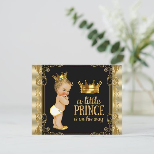 Elegant Gold Prince Baby shower Kaart (Staand voorkant)